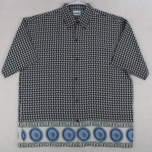 Vintage Hip Hop History Shirt Mens 2XL Black Blue Short Sleeve Button Up Poly